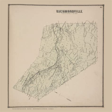 Richmondville New York 1866 Old Town Map Reprint Schoharie Co
