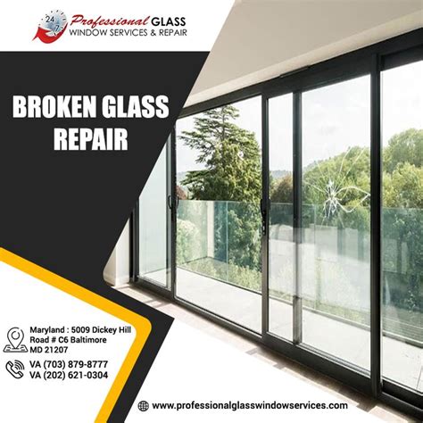 An Advertisement For A Glass Repair Company With The Words Broken Glass Repair Written Below It