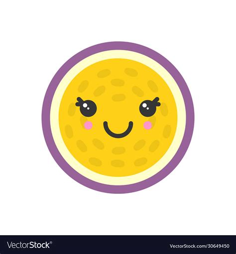 Cute Smiling Exotic Passion Fruit Isolated Vector Image