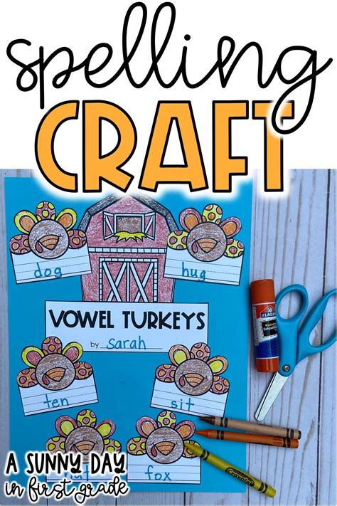 turkey craft for spelling or phonics skill editable title included math crafts phonics