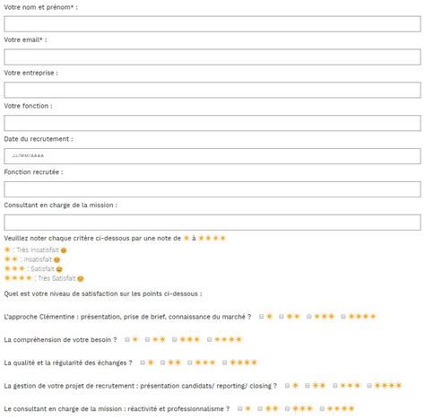 Questionnaire De Satisfaction Exemple