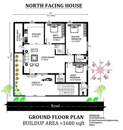 North Facing 3 Bedroom House Plans As Per Vastu Axis Decoration Ideas