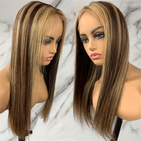 Highlight 4 27 Wig Straight Lace Front Human Hair Wigs 13x1x5 Piano Color Lace Frontal Closure