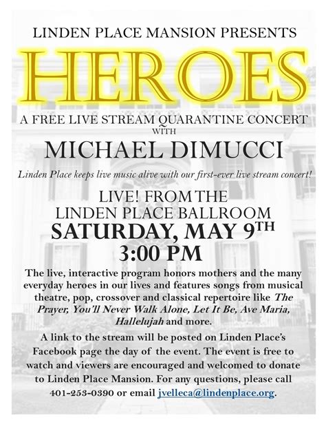 Free Livestream Quarantine Concert With Tenor Michael Dimucci News Opinion
