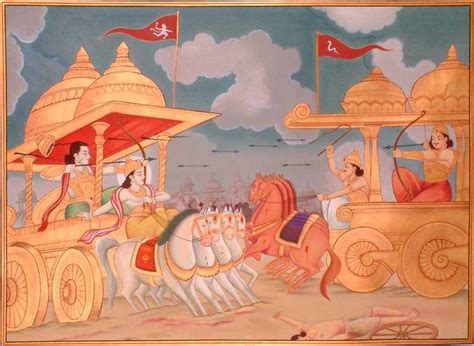 Arjuna Battles Karana At Kurukshetra Exotic India Art
