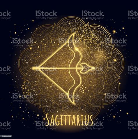 Colorful Zodiac Sign Sagittarius Vector Line Art Stock Illustration