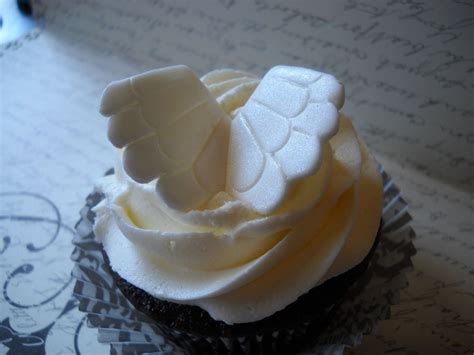 Delicate angel wing cupcake toppers, glitter pink heart and white wing. Angels Wings Edible Cake and Cupcake Toppers Set by ...