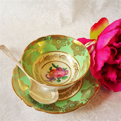 PARAGON Mint Green Fine Bone China Tea Cup And Saucer Gold Etsy Bone China Tea Cups Tea