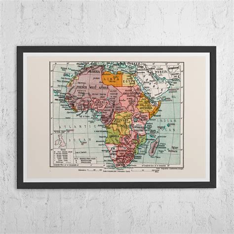 Vintage Africa Map Vintage Map Of Africa Retro Historical Etsy