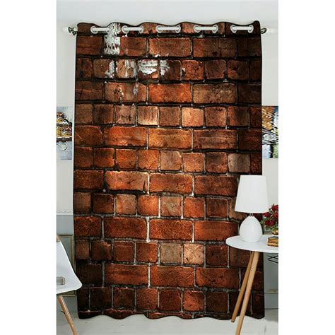 Phfzk Vintage Red Brick Window Curtain Blackout Curtain For Bedroom