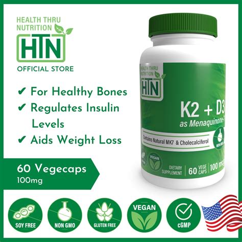 Htn Vitamin K2d3 As Menaquinone 60 Vege Caps K2d3 Bone Strengthen