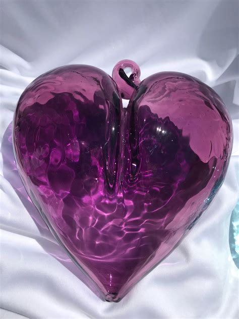 Hand Blown Glass Hearts Purple | Etsy