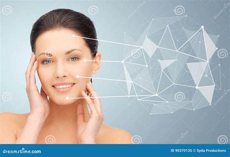 Woman Face With Low Poly Projection And Pointers Stock Image Image Of