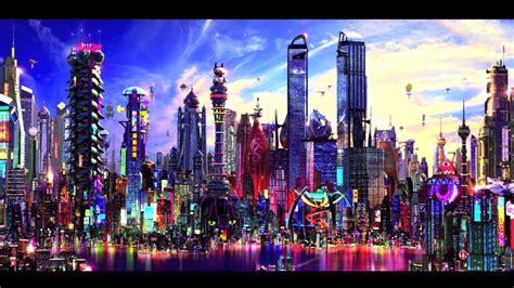 Psychedelic City Futuristic City Cityscape Wallpaper Cityscape