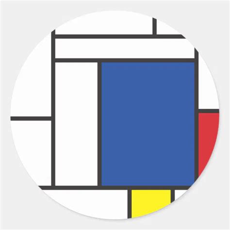 Mondrian Minimalist Geometric De Stijl Modern Art Classic Round Sticker
