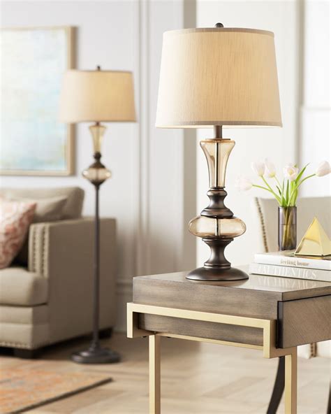 Traditional Inspired Matching Table Lamp And Floor Lamp Dark Antique
