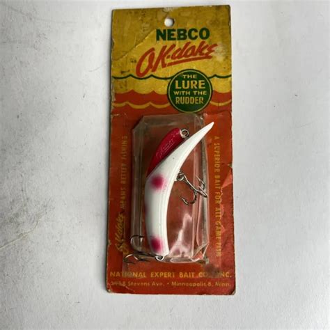 Vintage Nebco Ok Doke The Lure With The Rudder No 22 W Rs White Red W