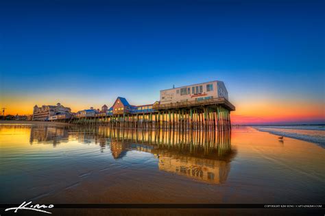 Old Orchard Beach Pier Colorful Sunset Maine Royal Stock Photo