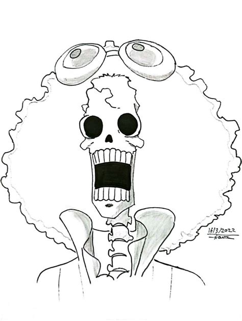 A Drawing Of A Skeleton With Curly Hair And Eyeballs On Its Head