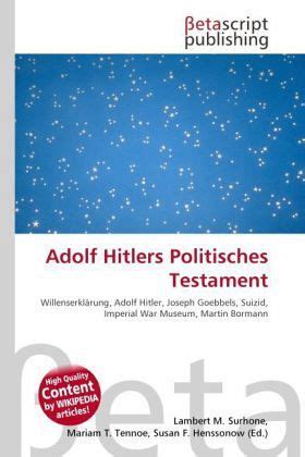 Adolf Hitlers Politisches Testament - Fachbuch - bücher.de