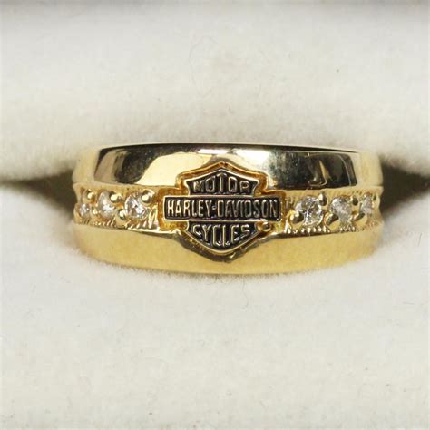 10kt Gold 45g Sapphire Accented Harley Davidson Ring In Box Property