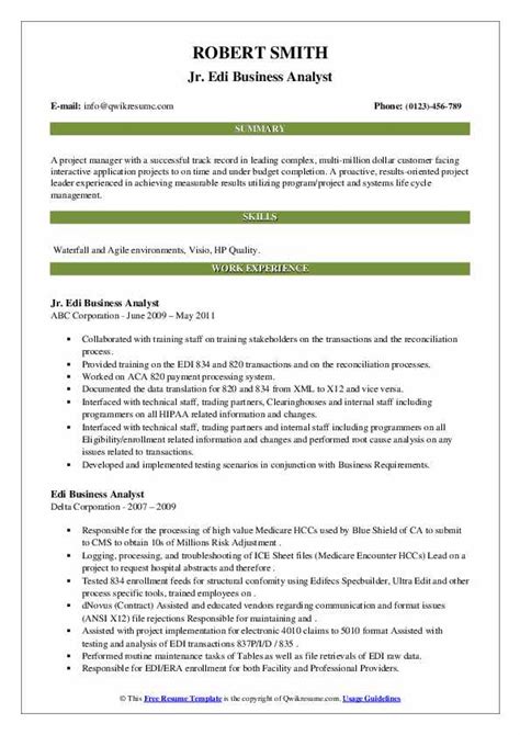 Explore profession and confirm career. Edi Business Analyst Resume Samples | QwikResume