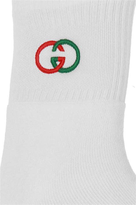 Gucci Cotton Branded Socks In White For Men Lyst