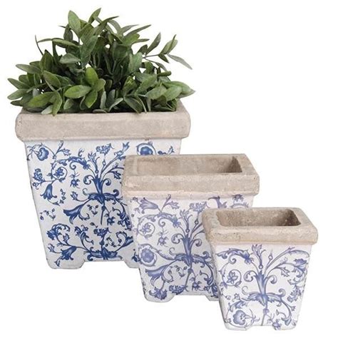 Buy Aged Ceramic Flower Pot Set Of 3