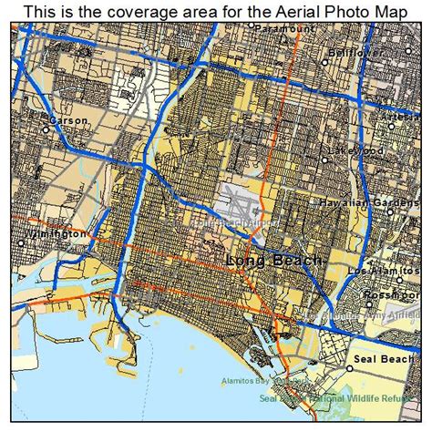 Aerial Photography Map Of Long Beach Ca California