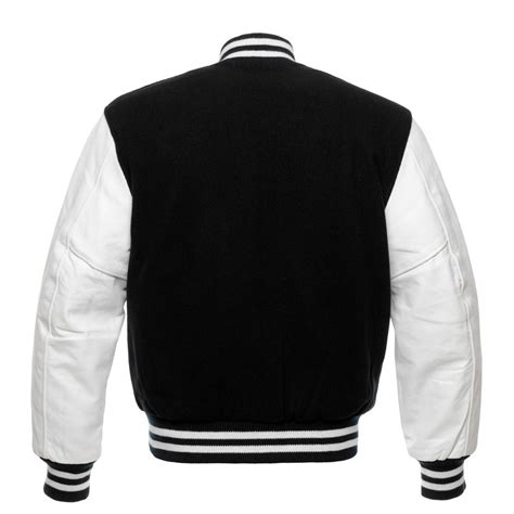 Jacketshop Jacket Kids Black Wool White Vinyl Letterman Jackets