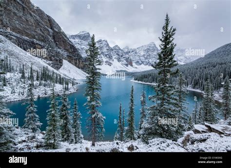 Moraine Lake And The Valley Of The Ten Peaks After A Snow Storm Banff