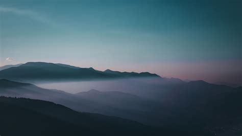 Early Morning Fog Sky Mountains 4k