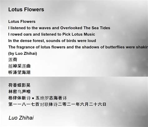 Lotus Flowers By Luo Zhihai Lotus Flowers Poem