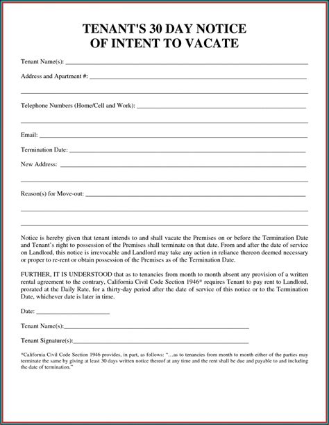 This is to ensure that every party involved in the lease or the rental agreement have their own copies of the signed and filled out notice form. Free California 30 Day Notice To Vacate Form - Form : Resume Examples #GM9OWZ09DL