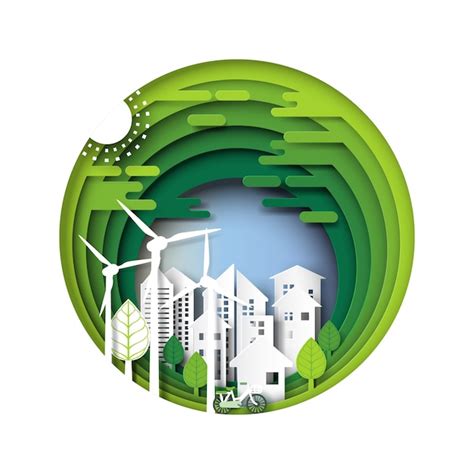 Green Eco Friendly City Vector Premium Download