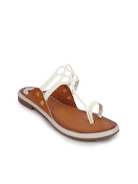 Buy Shoetopia Women Cream Coloured Solid Synthetic Open Toe Flats