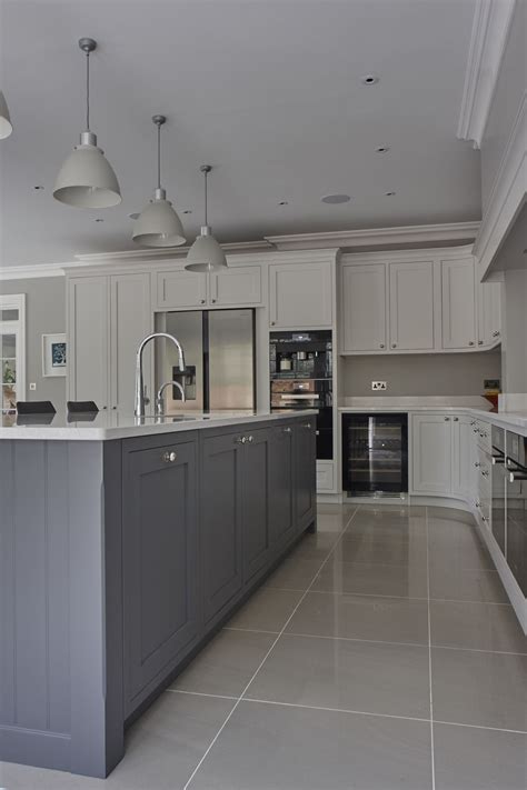 Love The Kitchen Island In The Middle And The Color Tone Grayish Blue
