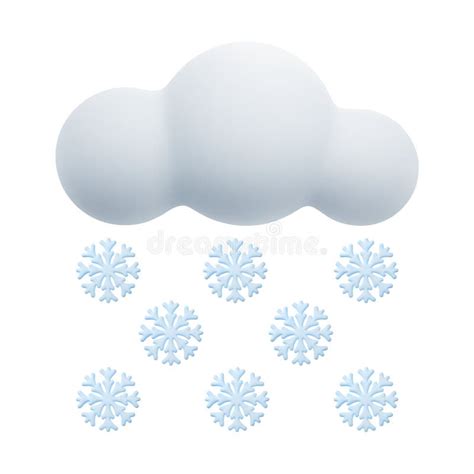 3d Cartoon Weather Icon Of Snowfall Sign Of Cloud And Snowflakes