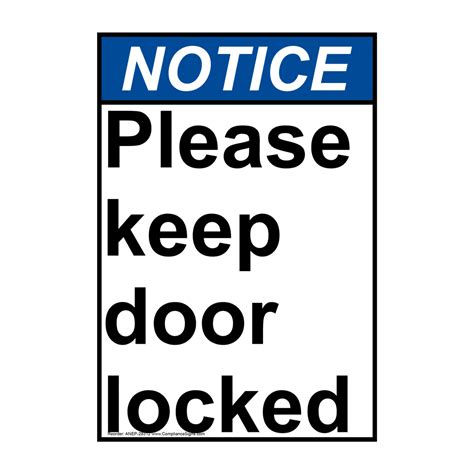 Portrait Please Keep Door Locked Sign Nhep 29312