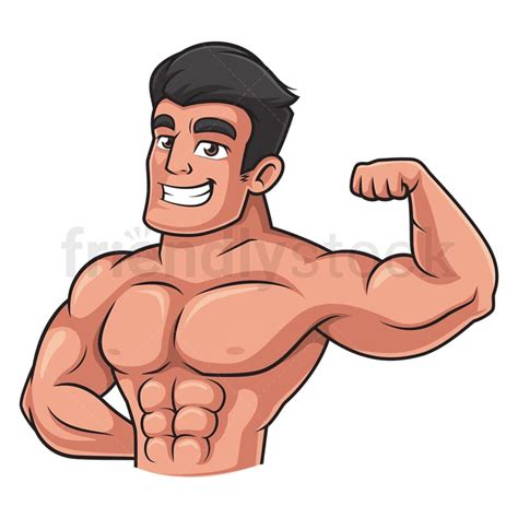 Bodybuilder Flexing Cartoon Clipart Vector Friendlystock