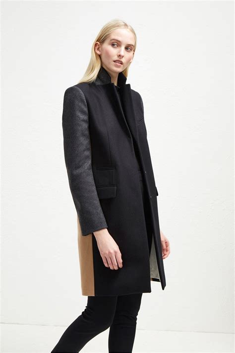 Platform Felt Colour Block Coat Color Block Coats Faux Fur Cropped