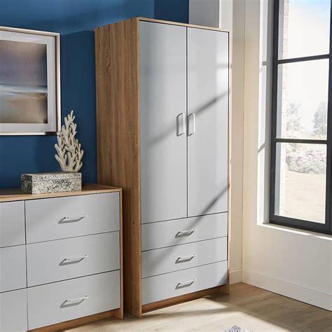 Look at the broad categories of carrara chair rail offering precision. Grey Wardrobe 2 Door 3 Drawer with Hanging Rail Storage ...