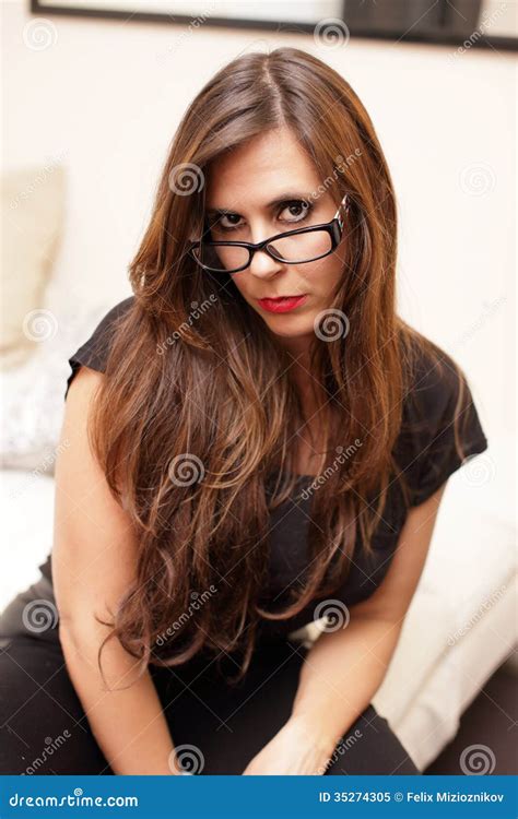 Woman With Glasses Stock Image Image Of Long Lady Glamorous