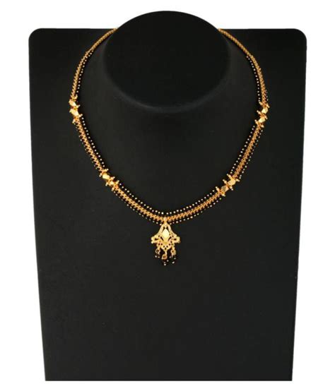 Indian Mangalsutra 22k Gold Plated Black Beads 18 Traditional Necklace