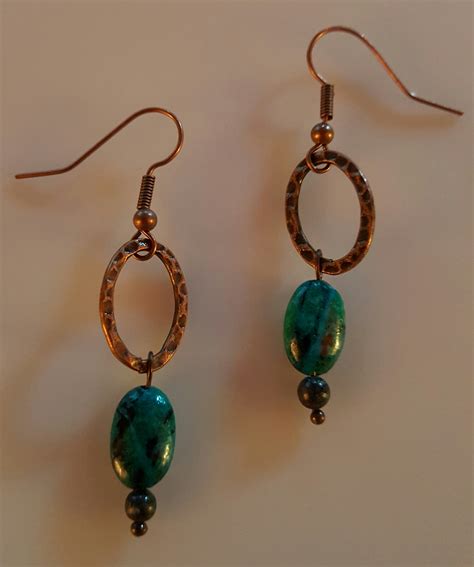Turquoise Drops Copper Earrings