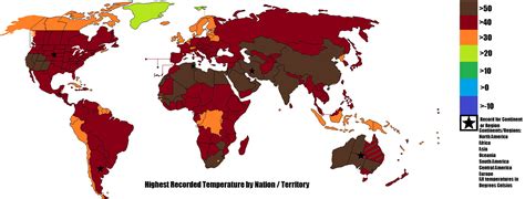 Hottest Temperature Recorded By Country Vivid Maps