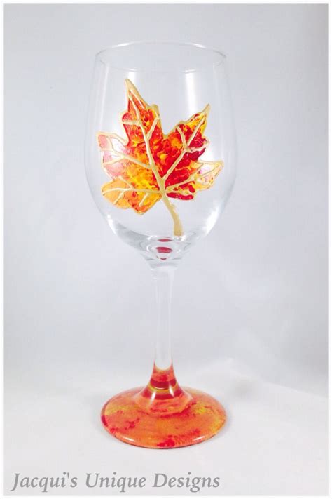 Fall Foliage Leaf Wine Glass Etsy