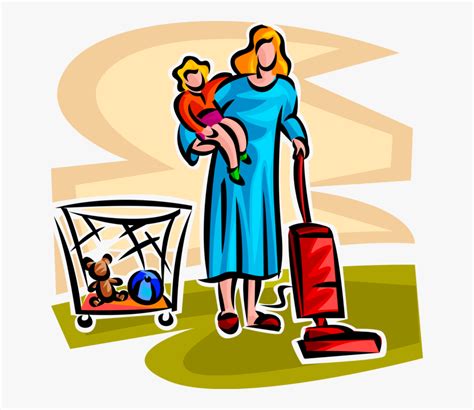 Mother Does Housework With Mother Doing Household Chores Clipart