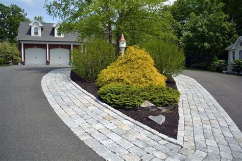 Granite Cobblestone Driveway Apron Rustic Garden Boston By