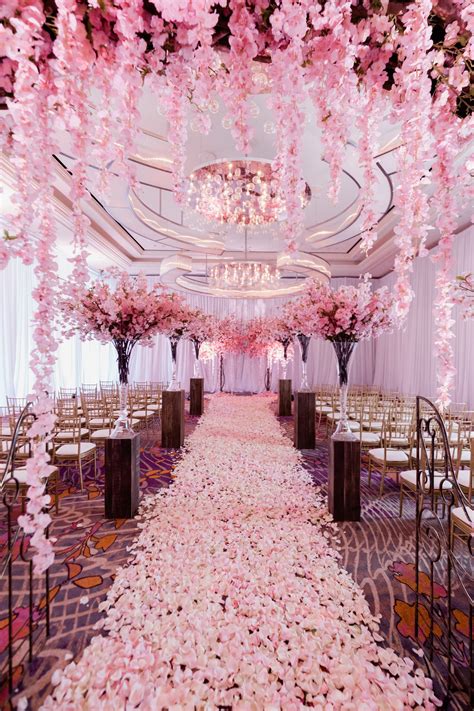 pretty in pink cherry blossom wedding at waldorf astoria las vegas cherry blossom wedding